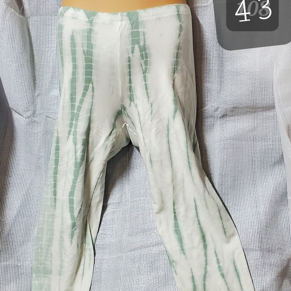 Green and White Tie-Dye Joggers
